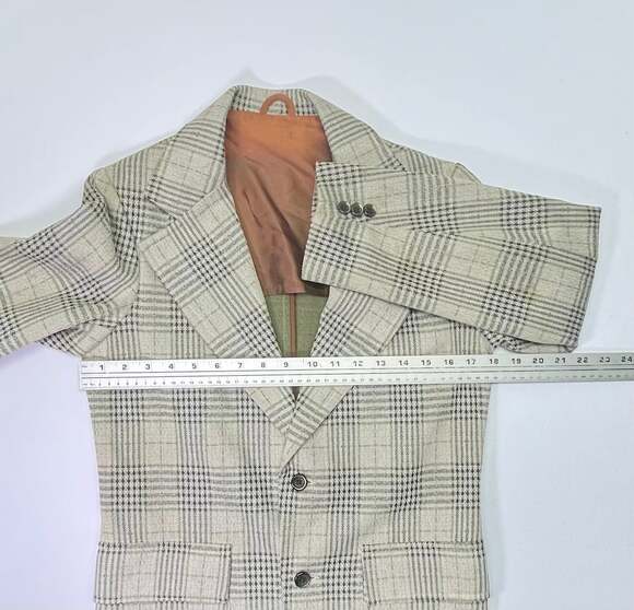 Vintage 1970s Time Out by Farah Plaid Sport Coat Blazer Made in USA - Picture 5 of 10